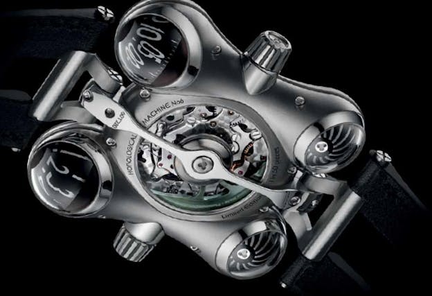 The MB&F HM6 Space Pirate protects its flying tourbillon with a sapphire sphere and a wink –and conquers the universe.