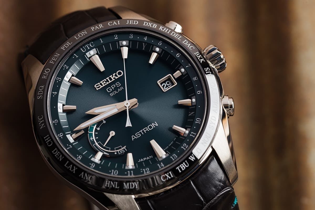 Seiko watch with green dial