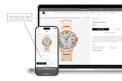 Virtual try-on tool showing watch on wrist