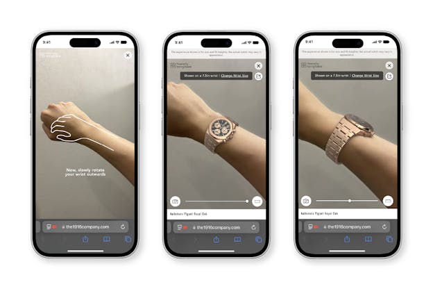 Try-on interface for watch shopping online