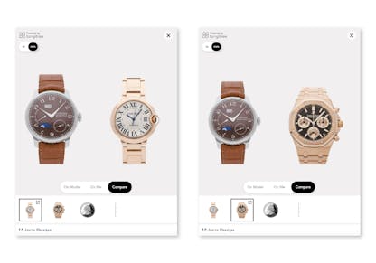 Compare different watch case sizes