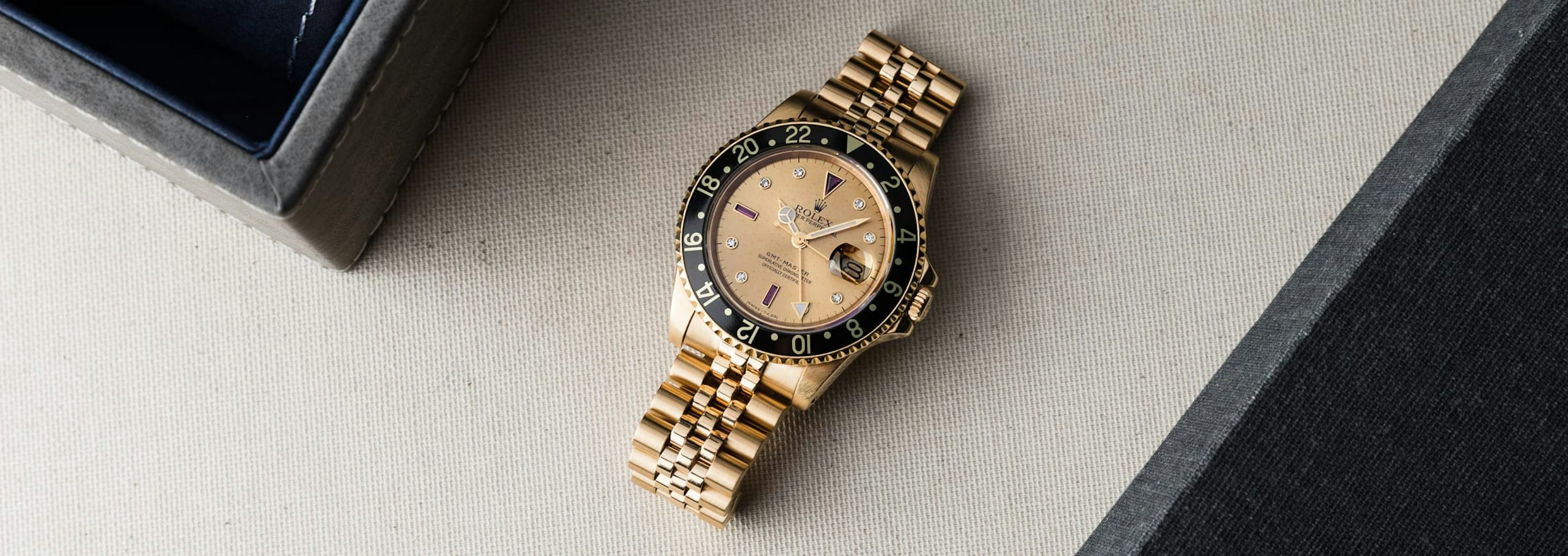 In Focus: Rolex GMT-Master 16758 Yellow Gold Champagne Serti Dial