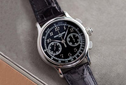 Patek Philippe 5370P split-seconds chronograph with black enamel dial