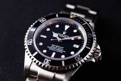 Close-up of Rolex Sea-Dweller with 1220m depth rating – representing the brand’s professional dive watch innovation