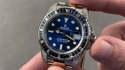 Iced Out Rolex Diamond and Sapphire Submariner