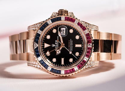 Bust Down Rolex GMT Master II Diamond and Sapphire 116759SARU