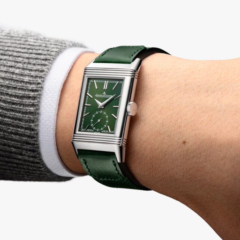 Reverso tribute monoface small seconds green dial