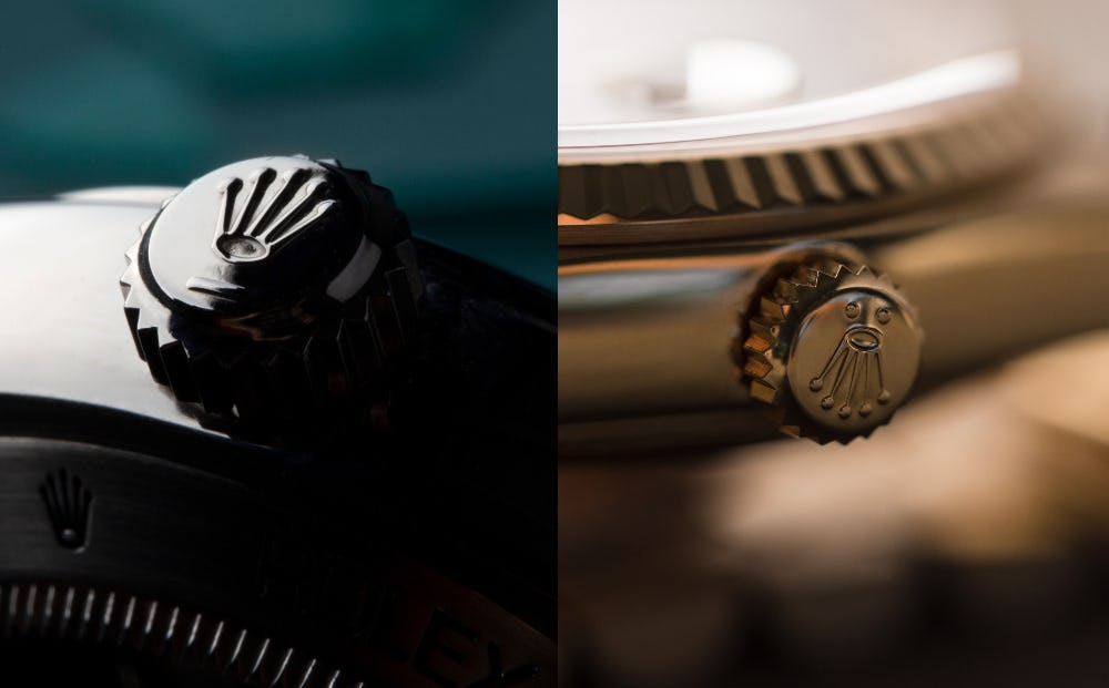 Rolex Crown Markings on Steel and Gold