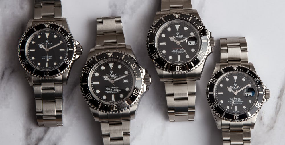 Rolex watches with and without Cyclops lens