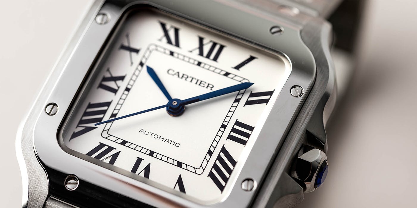 Cartier Santos 100 Midsize Rose Gold Silver Dial Mens Watch W20108Y1 |  SwissWatchExpo