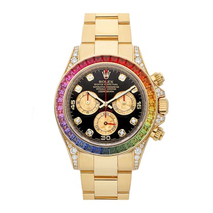 Yellow Gold rolex daytona rainbow bezel