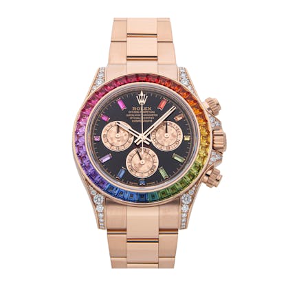 Rose gold Rolex Daytona Rainbow bezel