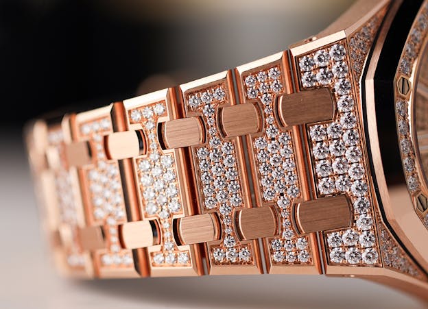 Pave Diamonds On Watch Bracelet