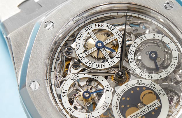 The Royal Oak Perpetual Calendar in platinum, ref. 25829PT dial closeup