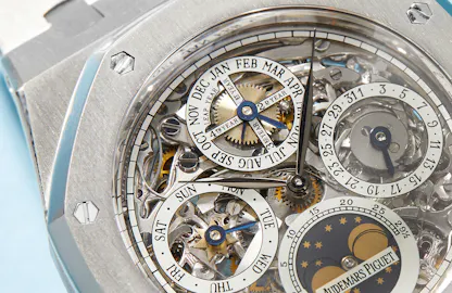 The Royal Oak Perpetual Calendar in platinum, ref. 25829PT dial closeup