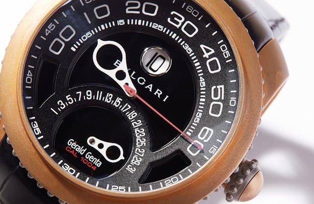 Bulgari Gerald Genta Gefica Bi-Retro dial with retrograde minutes and date, and jumping hours